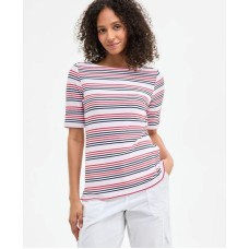 Women's Striped Elbow-Sleeve Top, Exclusively at Macy's Movement Red, L