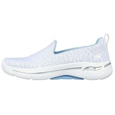 Skechers Cushioning Wear-Resistant Low-Top Casual Shoes Women's White Blue White blue, 36.5