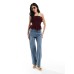 Bershka shirred ruffle bandeau top in burgundy Бордовый, M - US 6