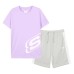 Skechers Casual Sportswear Light Snow Cyan+Gray Kids' Light snow cyan + gray, 175, Short-Sleeved T-Shirt+Shorts