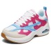 Skechers Cushioned Slip Resistant Low Top Running Shoes Women's White Blue Pink White Blue Pink, 35