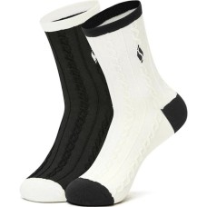 Skechers Mid Calf Socks Unisex 2 Pack Cannoli Cream/Black 2 Pack (Cano Cream/Black), S