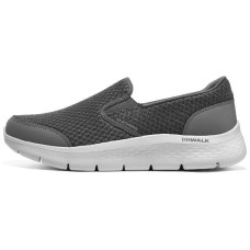 Skechers Go Walk Fle Anti-Slip Wear-Resistant Low-Top Casual Shoes Men's Gray White 45