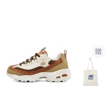 Skechers D'LITES 1.0 Anti-Slip Wear-Resistant Low-Top Chunky Sneakers Women's Brown Green Brown/Green/White, 36