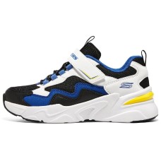 Skechers Boys Anti Slip Wear Resistant Mid Top Kids Lifestyle Shoes White Black Navy Teenagers White Black/Navy, 28.5