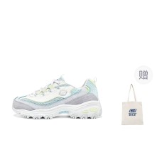 Skechers D'LITES 1.0 Anti-Slip Wear-Resistant Cushioning Breathable Low-Top Chunky Sneakers Women's Light Blue White Light Blue White, 35
