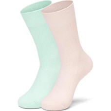 Skechers Yazhuan Series Mid Calf Socks Unisex 2 Pack Bright Lake Green/Cotton Candy Pink 2-Pack (Lagoon Green/Cotton Candy Pink), S