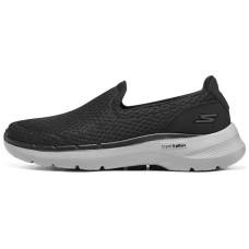 Skechers Go Walk 6 Anti Slip Wear Resistant Low Top Casual Shoes Men's Black White 40