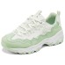 Skechers DLITES Anti-Slip Wear-Resistant Low-Top Chunky Sneakers Women's White Green Natural/green, 37.5
