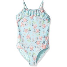 Lucky Brand 173879 Girls One-Piece Swimsuit Floral Clear Water Blue Size 4