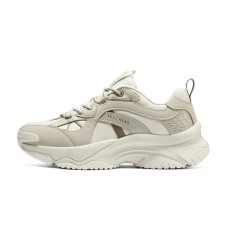 Skechers Durable Breathable Low-Top Casual Running Shoes Women's Beige Gray BEIGE GRAY, 35