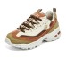 Skechers D'LITES 1.0 Anti-Slip Wear-Resistant Low-Top Chunky Sneakers Women's Brown Green Brown/Green/White, 36