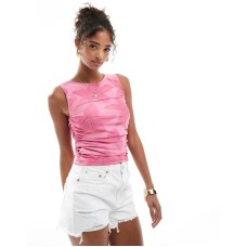 Stradivarius mesh racer vest in pink print Розовый, S - US 4