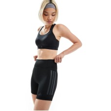 adidas Training optime 3-stripes 1/4 short leggings in black Черный, 2XS 5in - 2XS