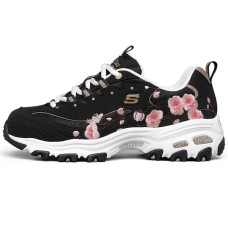 Skechers D'LITES 1.0 Cushioning Anti-Slip And Wear-Resistant Low-Top Casual Shoes Women's Black 35.5