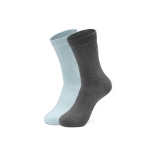 Skechers Mid Calf Socks Unisex 2 Pack 2 Pack (Baby Light Blue/Gray/043D), S