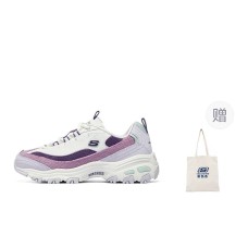 Skechers D'LITES 1.0 Anti-Slip Wear-Resistant Low-Top Chunky Sneakers Women's White Purple Белый Фиолетовый, 38