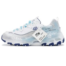 Skechers D'LITES 1.0 Slip-Resistant Height Increasing Low-Top Chunky Sneakers Women's White Blue Summer Ice Fruit, 39