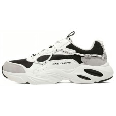 Skechers Stamina Airy Waffle Bear Wear-resistant And Lightweight Low-Top Chunky Sneakers Men's White Black 39.5