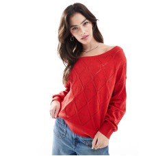 Hollister off shoulder strawberry motif jumper in red Красный, M