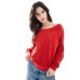 Hollister off shoulder strawberry motif jumper in red Красный, M