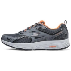 Skechers Cushioning Slip Resistant Low Top Running Shoes Men's Gray Orange Gray Orange, 42