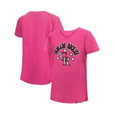 Big Girls Pink Colorado Rockies Jersey Stars V-Neck T-shirt Розовый, XL