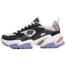 Skechers Stamina V2 Anti-Slip Wear-Resistant Low-Top Chunky Sneakers Women's Black White Purple 36