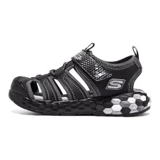 Skechers BOYS Anti Slip Wear Resistant Children's Sandals Black Gray Color Teenagers Black/charcoal gray, 32