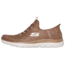 Skechers Slip Ins Anti Slip Wear Resistant Low Top Casual Shoes Women's Camel Brown Коричневый, 39, B-Width