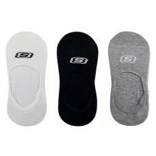 Skechers No Show Socks Unisex 3 Pack Black+White+Gray, S
