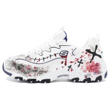 Skechers D'LITES 1.0 Cushioning Anti-Slip And Wear-Resistant Low-Top Chunky Sneakers Women's Black White Red Черный Белый Красный, 37.5