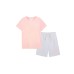 Skechers Casual Sportswear Light Pansy Pink Kids' Set (Light Pink Short-Sleeved+Gray Shorts), 170