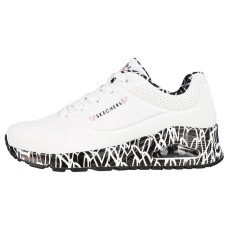 Skechers Uno Cushioned Slip-Resistant Abrasion-Resistant Low-Top Casual Shoes Women's White Black 35