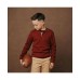 Boys Organic Long Sleeve Henley Pullover Sweater with Elbow Patches Красный, XSmall