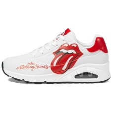 Skechers Uno ROLLING STONES Cushioning Wear-Resistant Low-Top Casual Shoes Women's White Red white red, 36