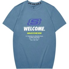 Skechers T Shirt Unisex Crown Blue Floral Crown Blue, L
