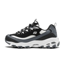 Skechers DLITES Slip Resistant, Abrasion Resistant, Breathable Low Top Running Shoes Women's Black White Gray Black White Gray, 37