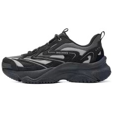 Skechers Anti-Slip Wear-Resistant Low-Top Chunky Sneakers Men's Black Gray Color Black Gray Color, 40