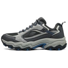 Skechers OUTDOOR MENS Anti-Slip Wear-Resistant Low-Top Hiking Shoes Men's Black Blue Charcoal Gray/Blue, 41.5