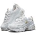 Skechers D'LITES 1.0 Cushioned Slip-Resistant Breathable Low-Top Chunky Sneakers Women's White Gold Белый, 37