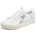 Skechers Court Classics Breathable Low Top Skateboard Shoes Women's White Silver Белый, 35