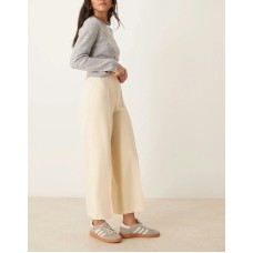 ASOS DESIGN tailored clean ankle grazer wide leg in buttermilk Buttermilk, US 4