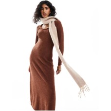 ASOS DESIGN wool mix scarf in beige tassel design Бежевый