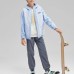 Skechers Grade School Casual Sportswear Set (Moon White Blue Vest + Moon White Blue Jacket), 130