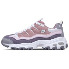 Skechers DLITES Durable Breathable Low-Top Casual Shoes Women's Pink Gray White Pink/Gray White, 39