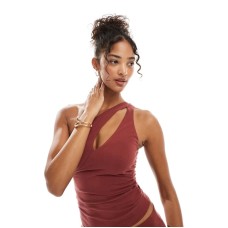 Bershka one shoulder cut out top co-ord in terracotta Коричневый, S - US 4