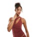 Bershka one shoulder cut out top co-ord in terracotta Коричневый, S - US 4