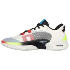 Skechers SKX Resagrip Cushioned Slip-Resistant Low-Top Basketball Shoes Men's White Black White Blue/Red, 42.5