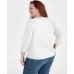 Women's Cotton 3/4-Sleeve Henley Tee, Created for Macy's Белый, S